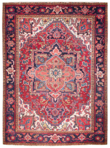 Heriz Semi-Antique Red Wool Hand Knotted Persian Rug