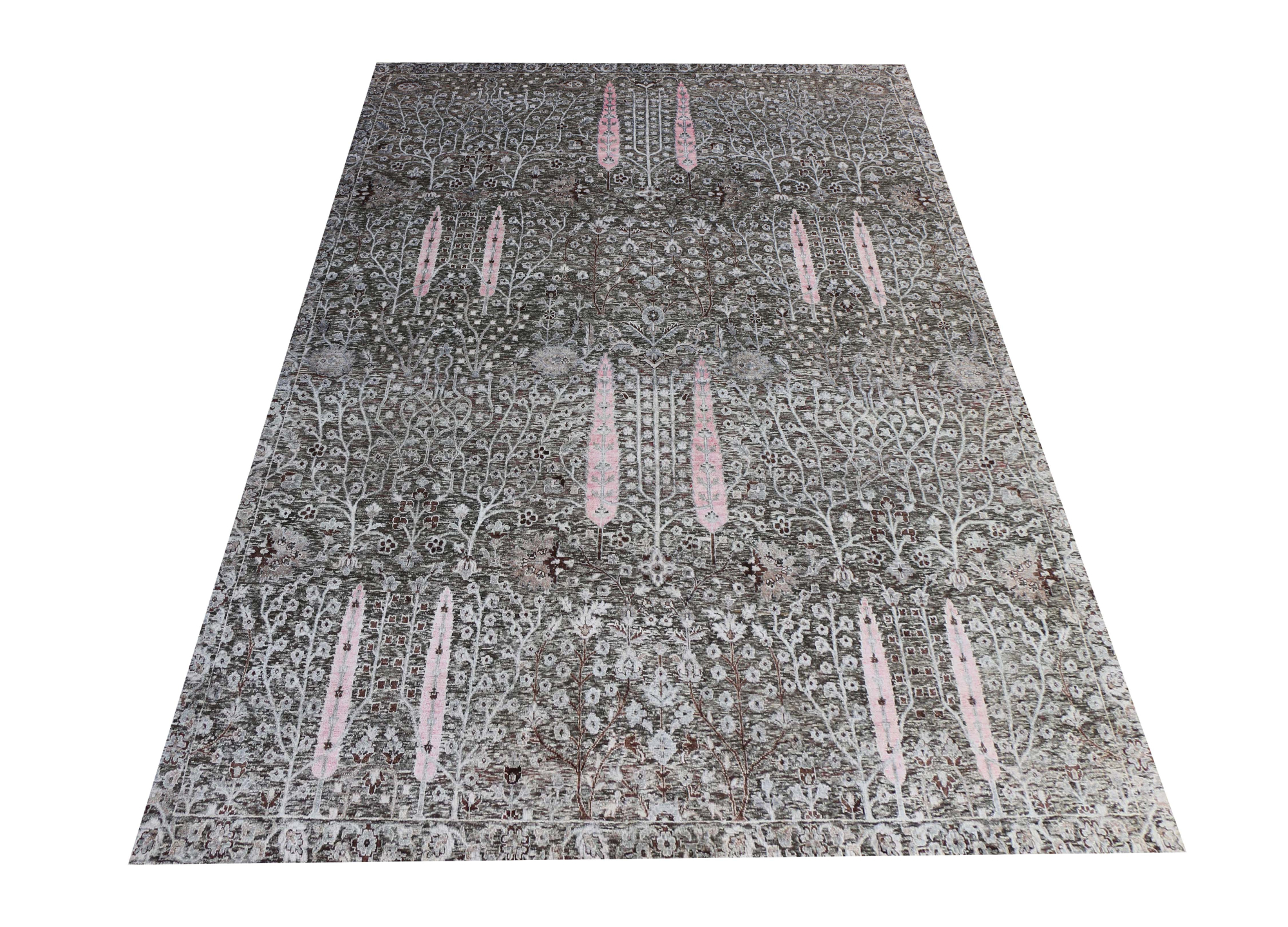 Oxidized Grey Hand Knotted Rug 5'4