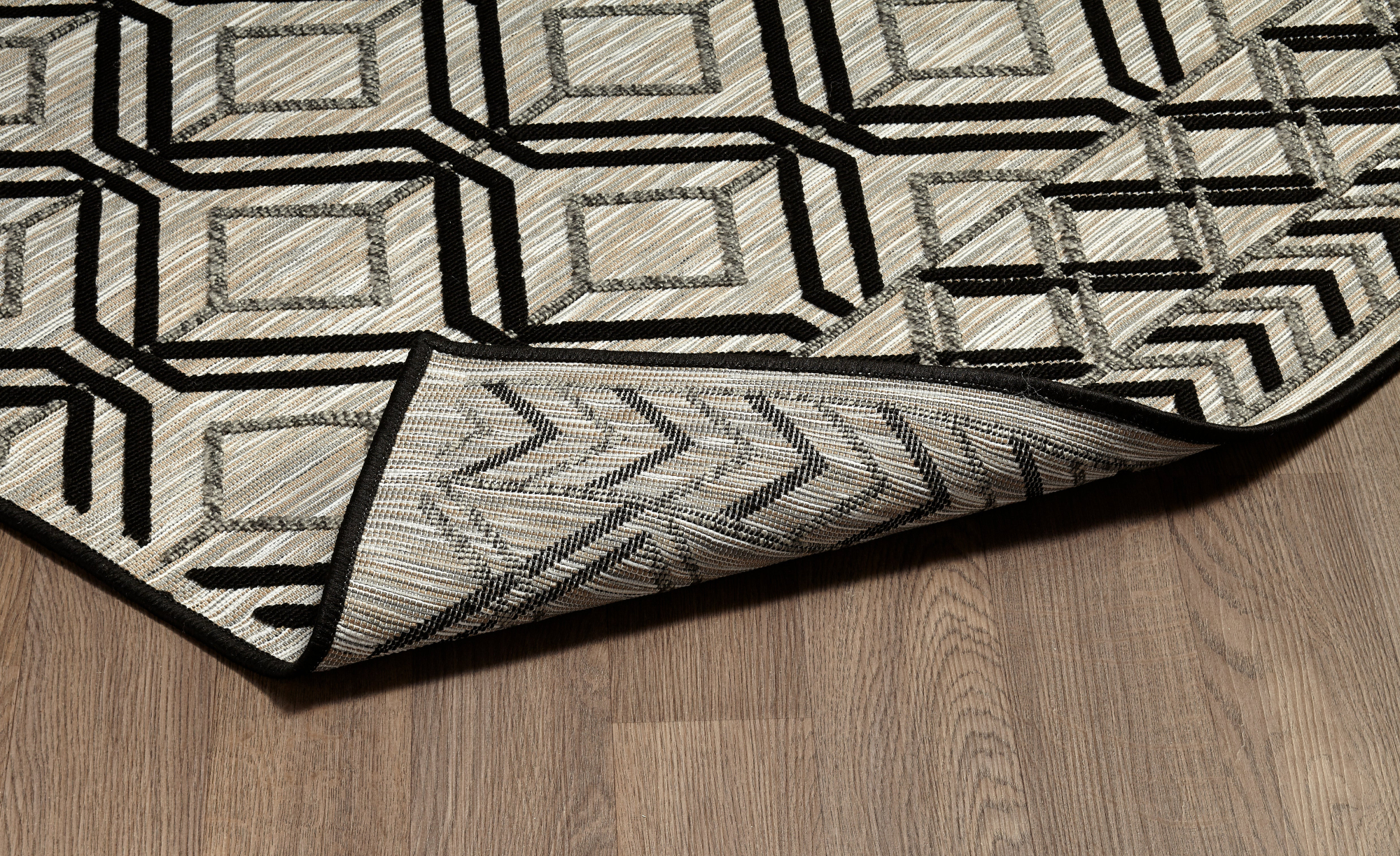 Odessa Outdoor Black/Grey Loomed Rug-Area rug for living room, dining area, and bedroom