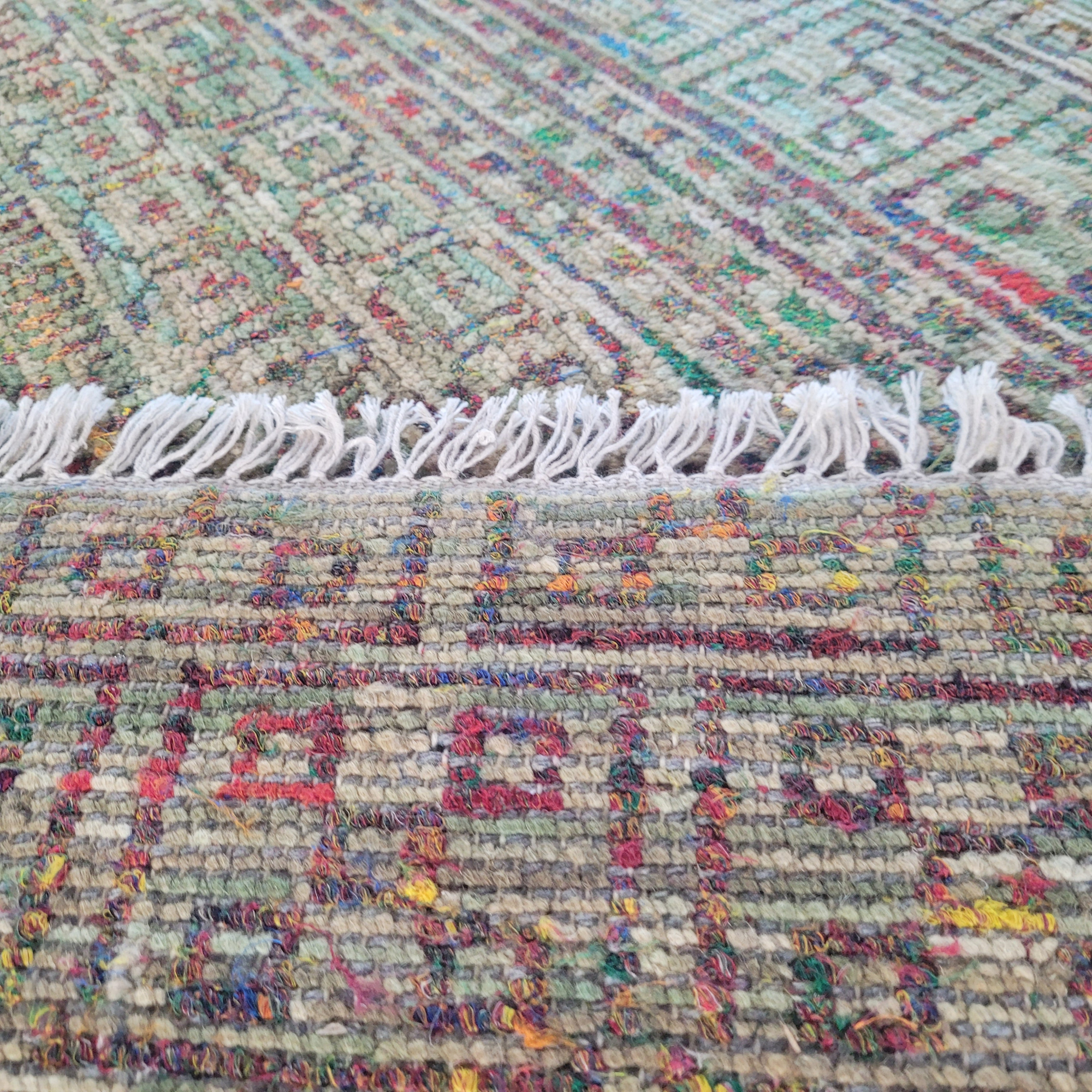 Grass Green/Multi Hand Knotted Rug 8'0