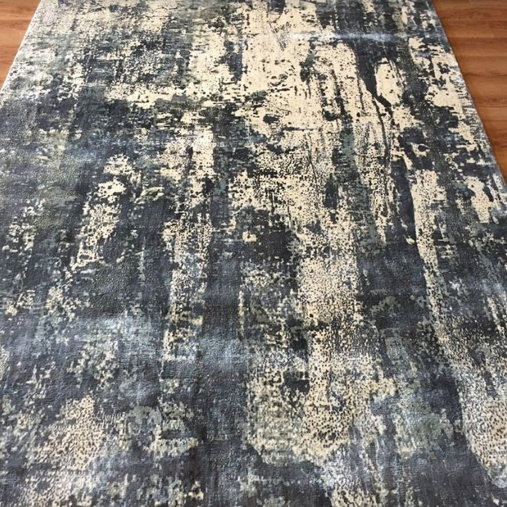 Loom Print Grey Hand Loomed Rug-Area rug for living room, dining area, and bedroom