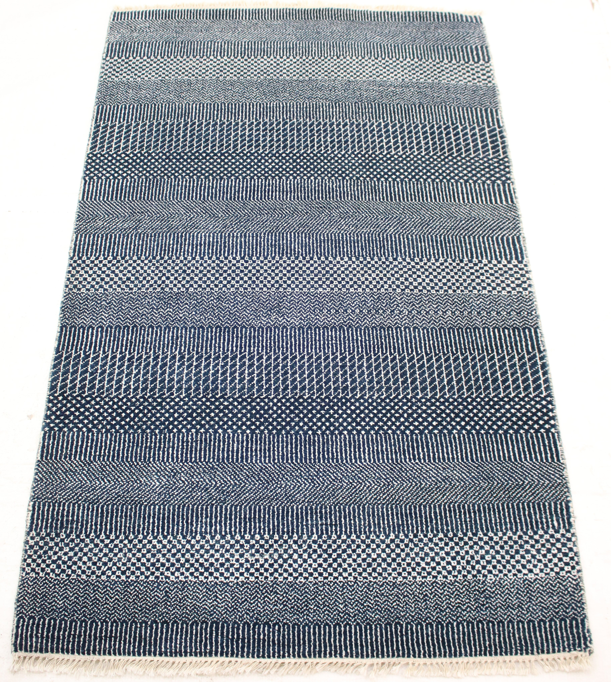 Grass Navy Hand Knotted Rug 3'3