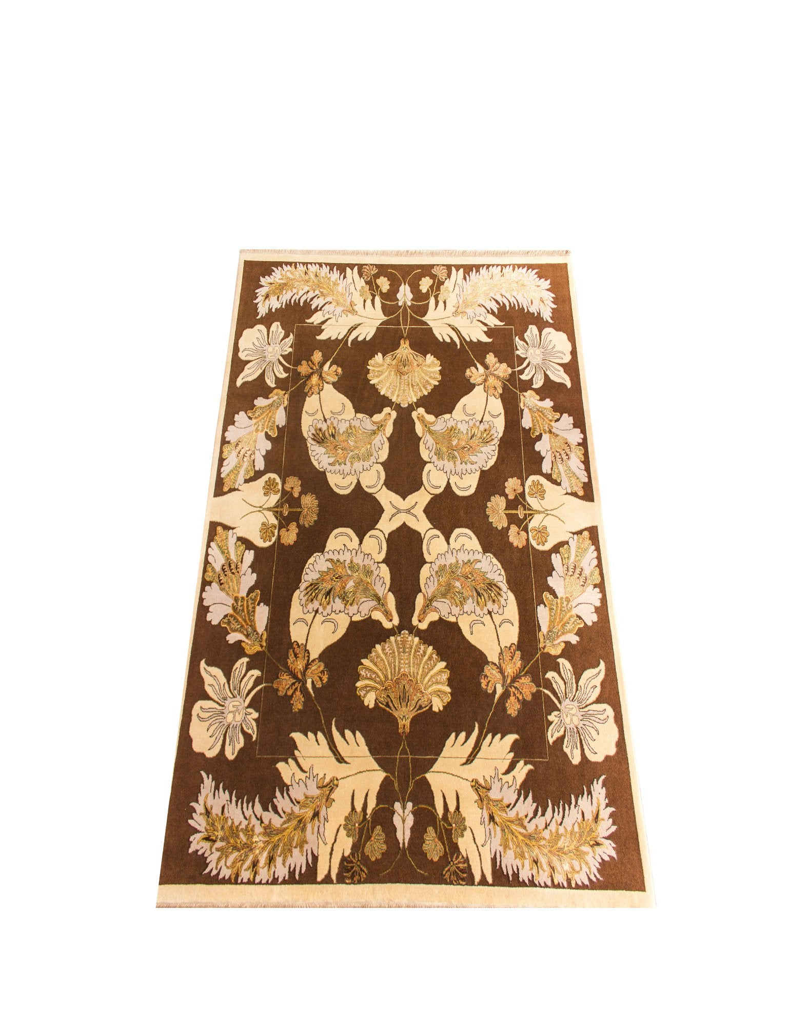 Indo Persian Brown/Light Green Hand Knotted Rug 8'0