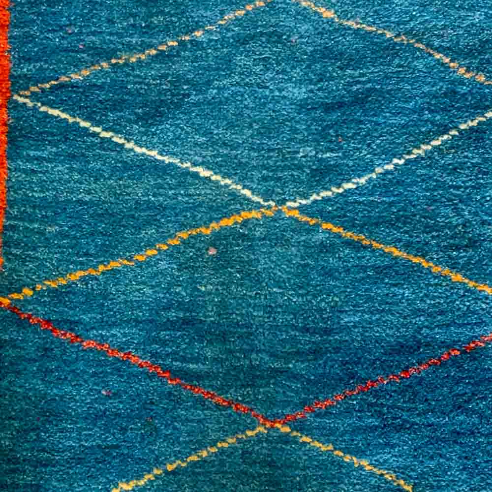 Gabbeh Blue/Red Hand Knotted Rug 2'7