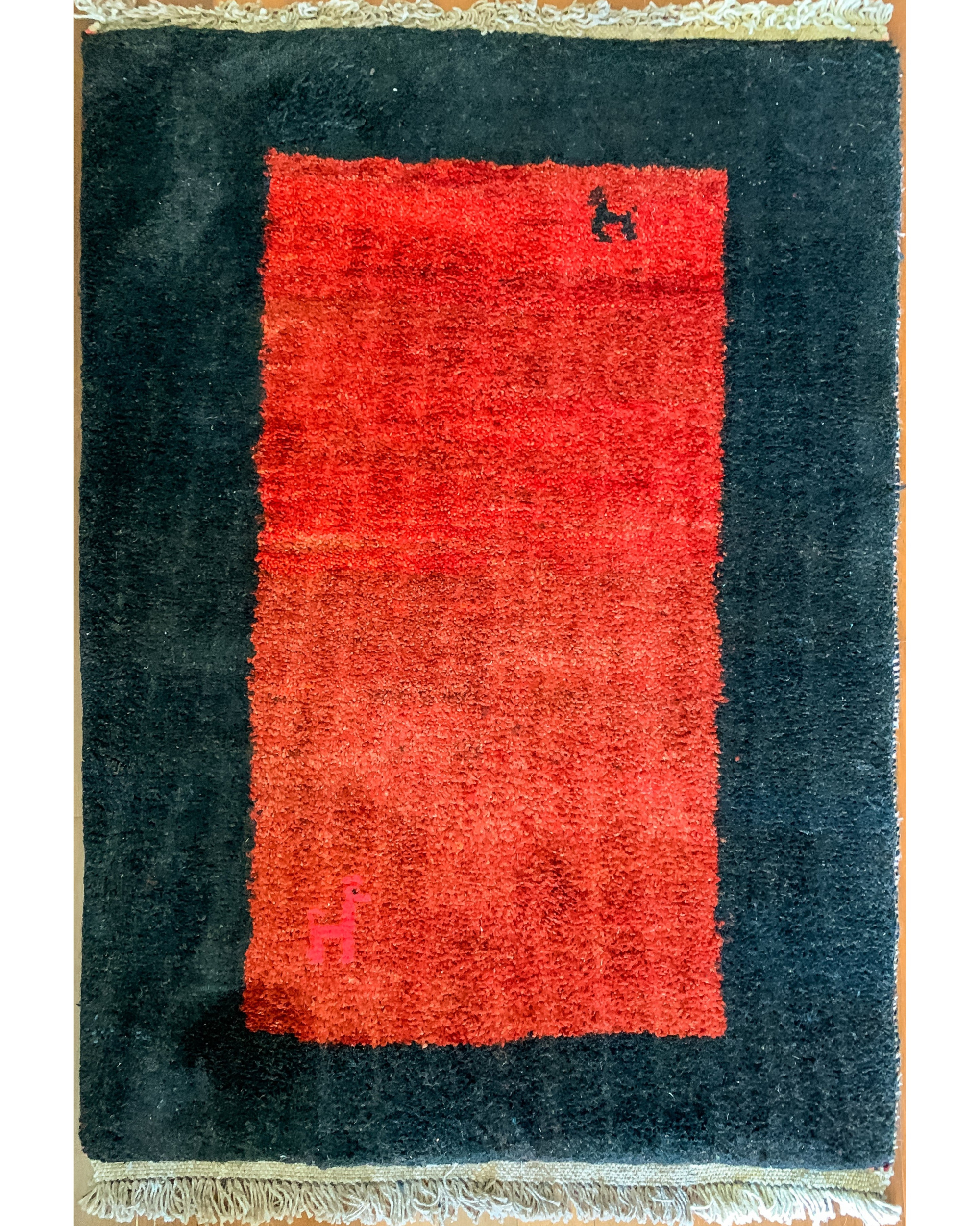 Gabbeh Red/Black Hand Knotted Rug 2'9