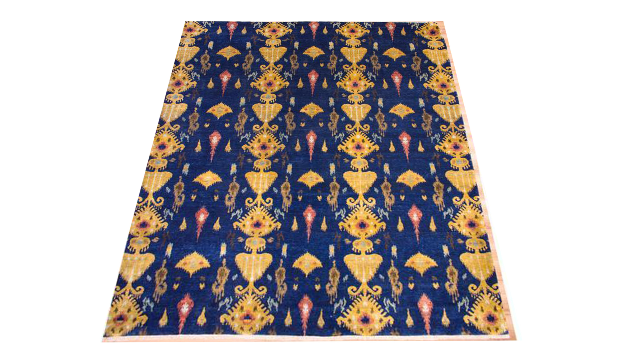 Ikat Navy Blue Hand Knotted Rug-Area rug for living room, dining area, and bedroom