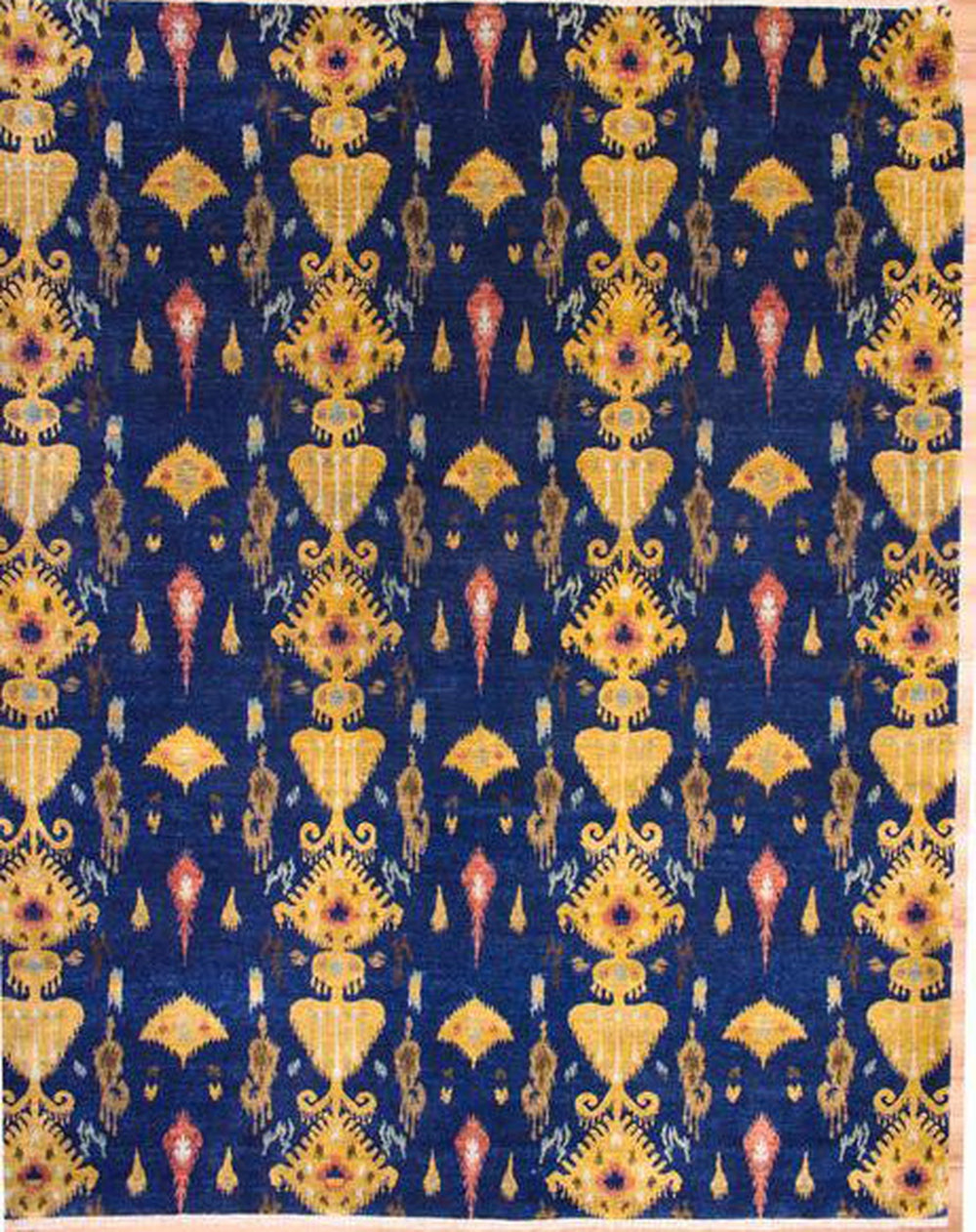 Ikat Navy Blue Hand Knotted Rug-Area rug for living room, dining area, and bedroom