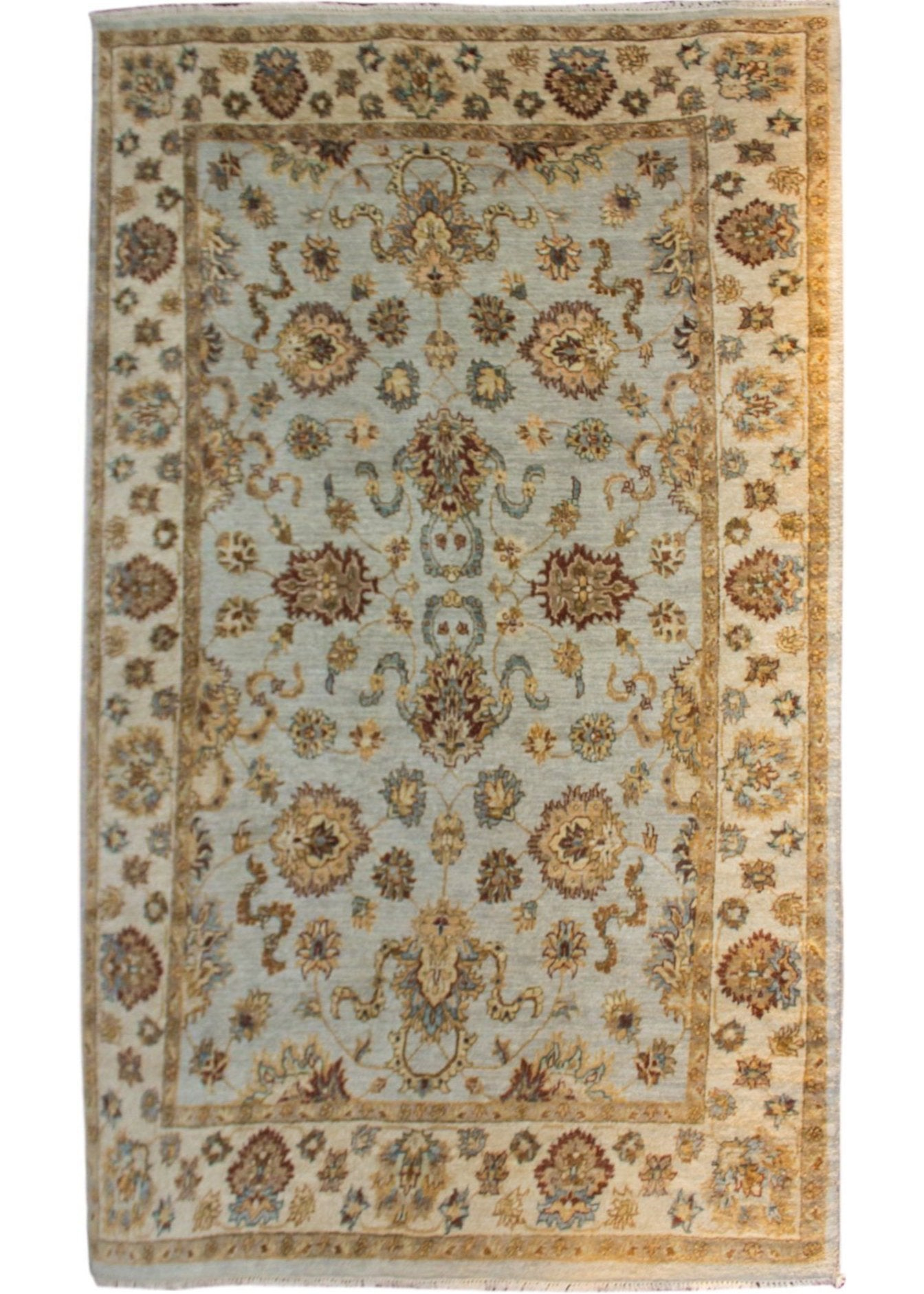 Punja Light Blue/Ivory Hand Knotted Rug-Area rug for living room, dining area, and bedroom