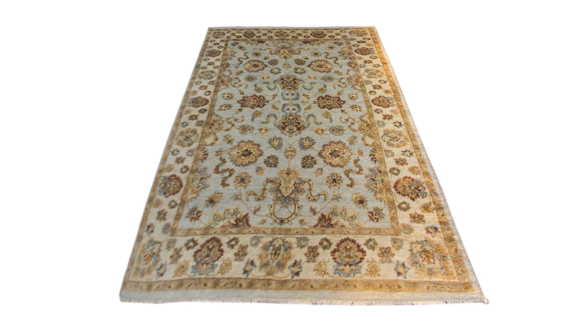 Punja Light Blue/Ivory Hand Knotted Rug-Area rug for living room, dining area, and bedroom