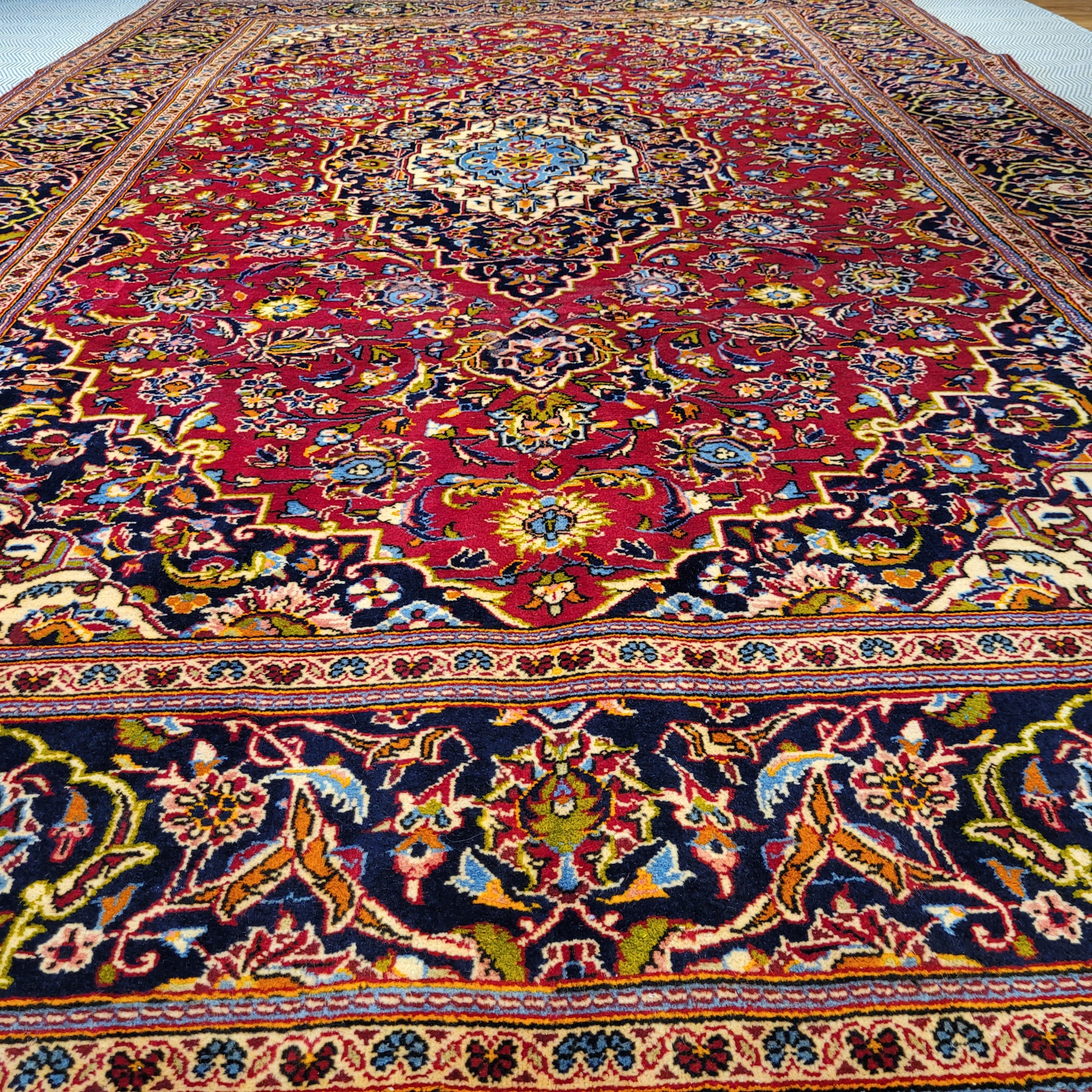 Kashan Red Handmade Rug 6'6