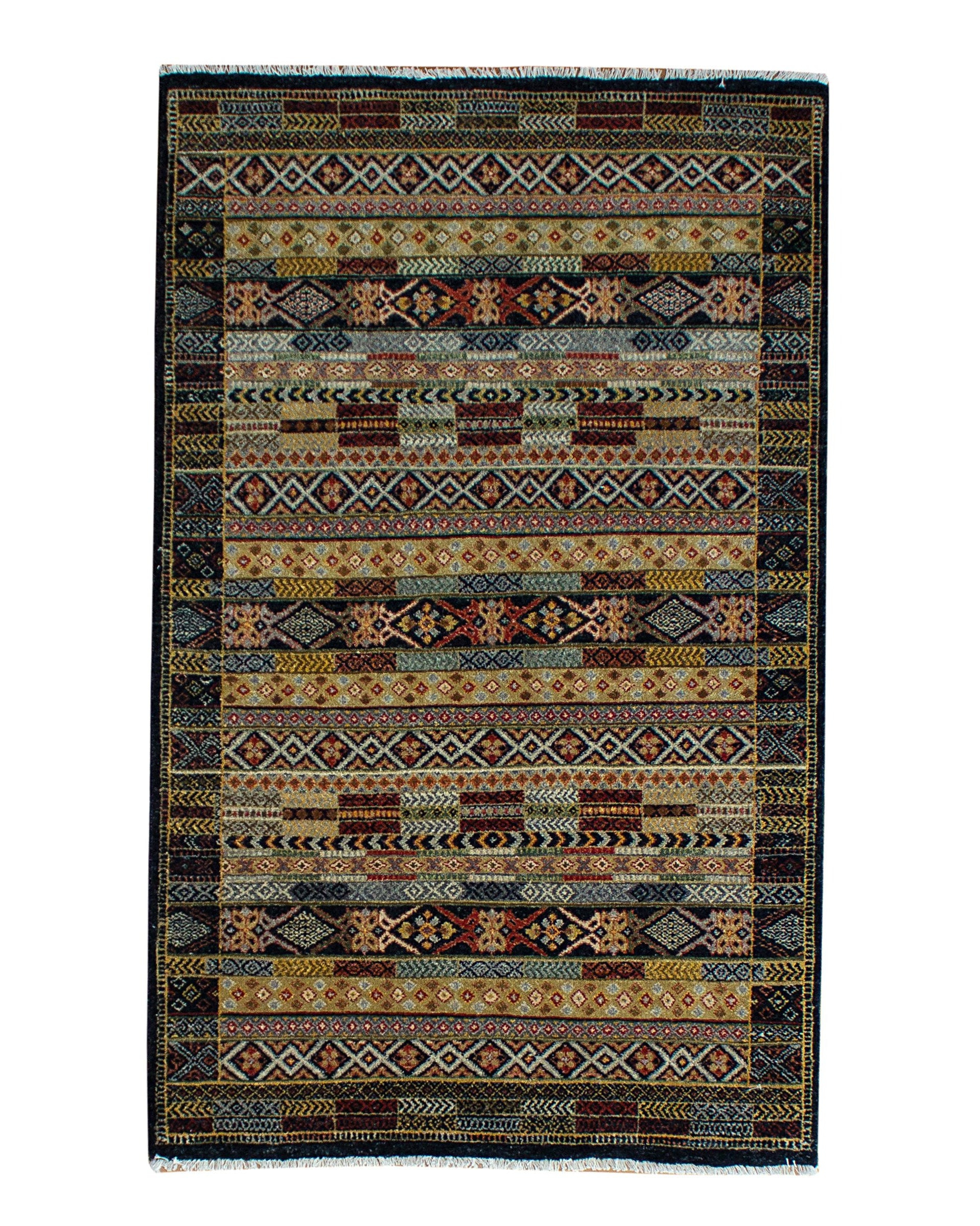 Agra Black Hand Knotted Rug-Area rug for living room, dining area, and bedroom