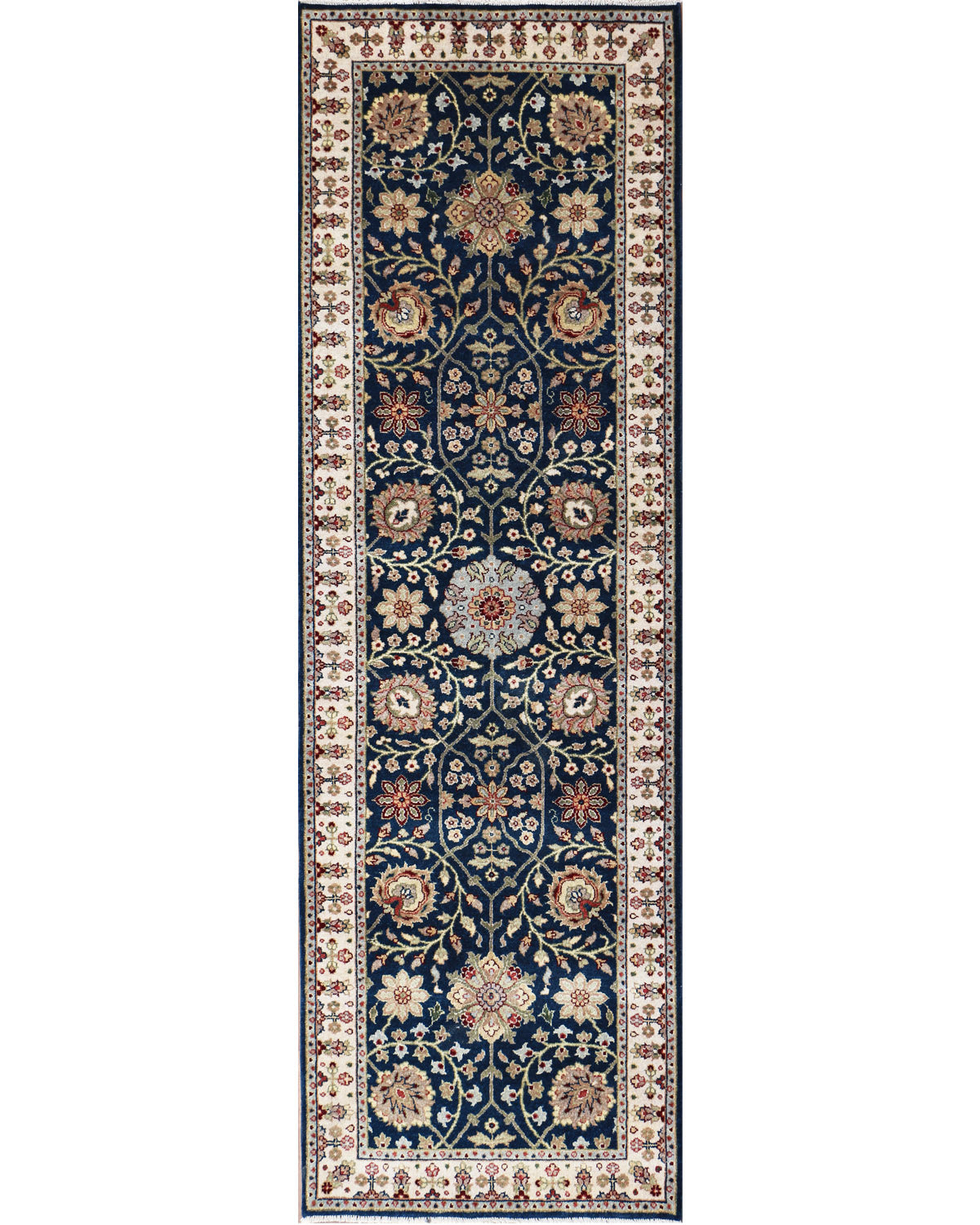Ellora Indo Persian Navy Hand Knotted Runner Rug 2'7