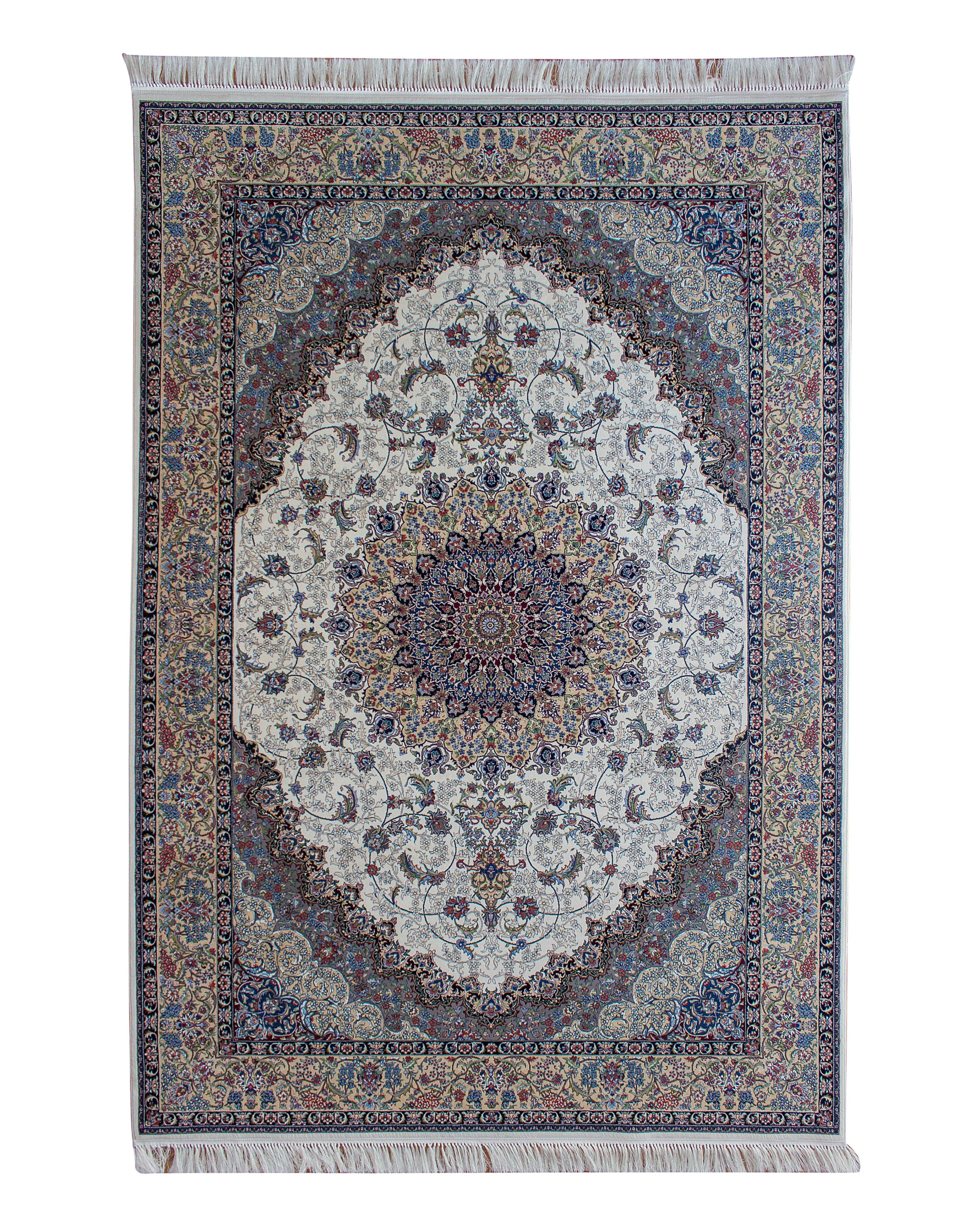 Isfahan Tandis Cream Woven Rug-Area rug for living room, dining area, and bedroom
