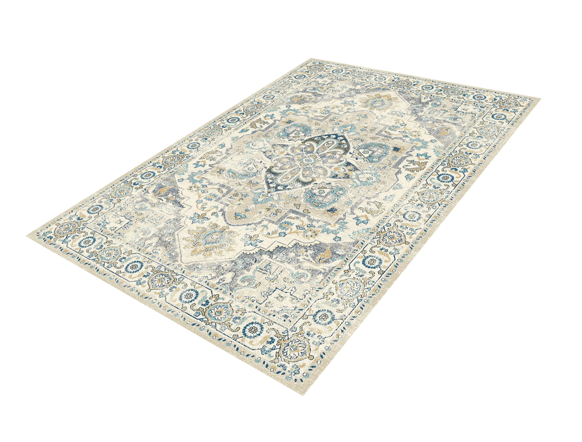 Heirloom Transitional 1510 Blue/Cream Loomed Rug-Area rug for living room, dining area, and bedroom