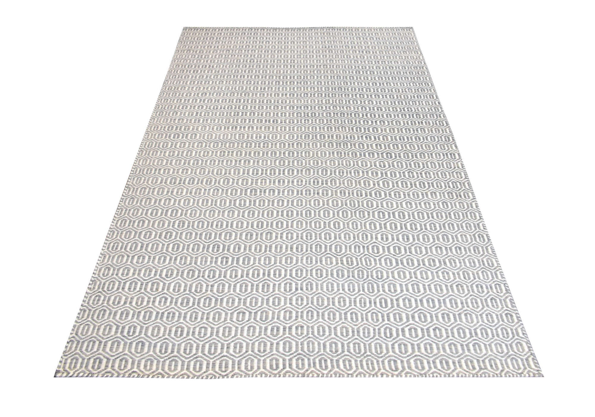 Dhurrie Ivory/Grey Hand Woven Rug-Area rug for living room, dining area, and bedroom