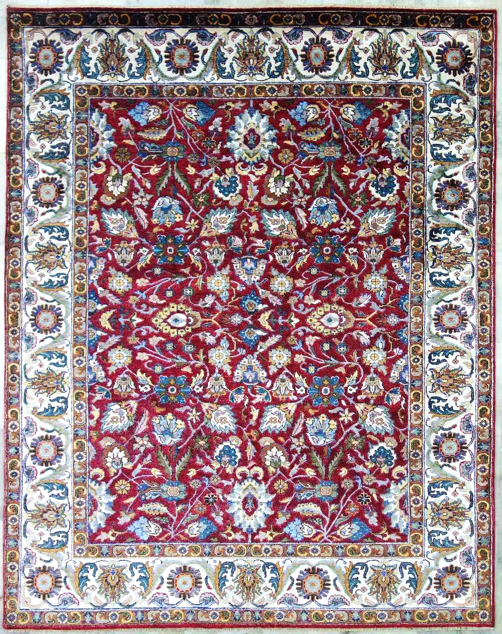 Oushak High Density Red/Ivory Hand Knotted Rug 7'10