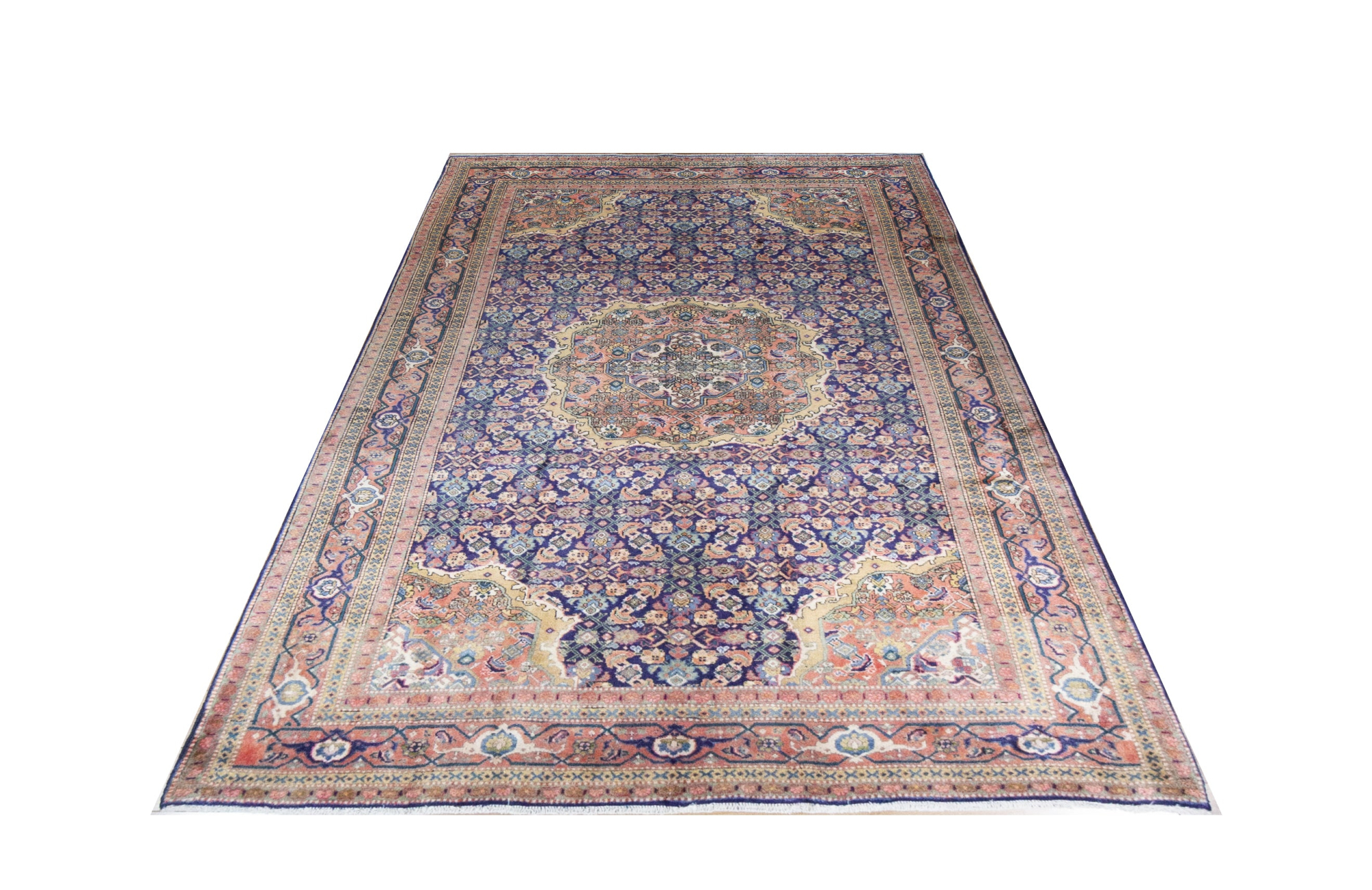 Ardabil Medallion Navy Blue Hand Knotted Rug 6'5