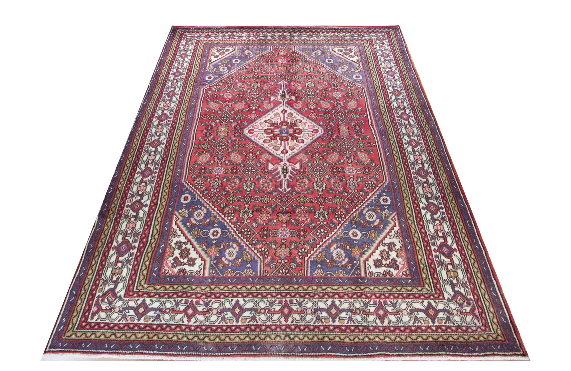 Bibikabad Medallion Red Hand Knotted Rug 6'6