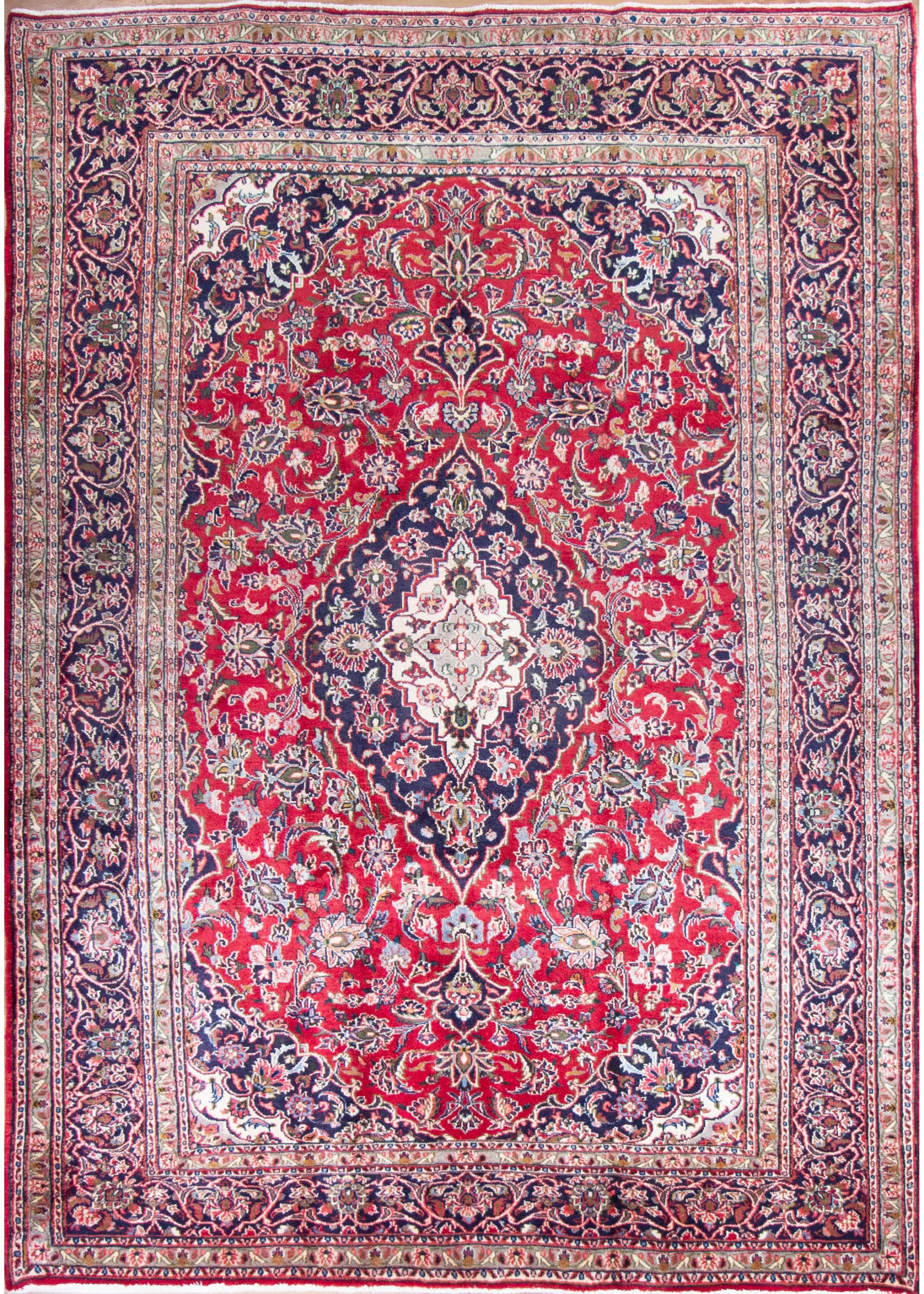 Mashad Medallion Red Hand Knotted Rug 6'7