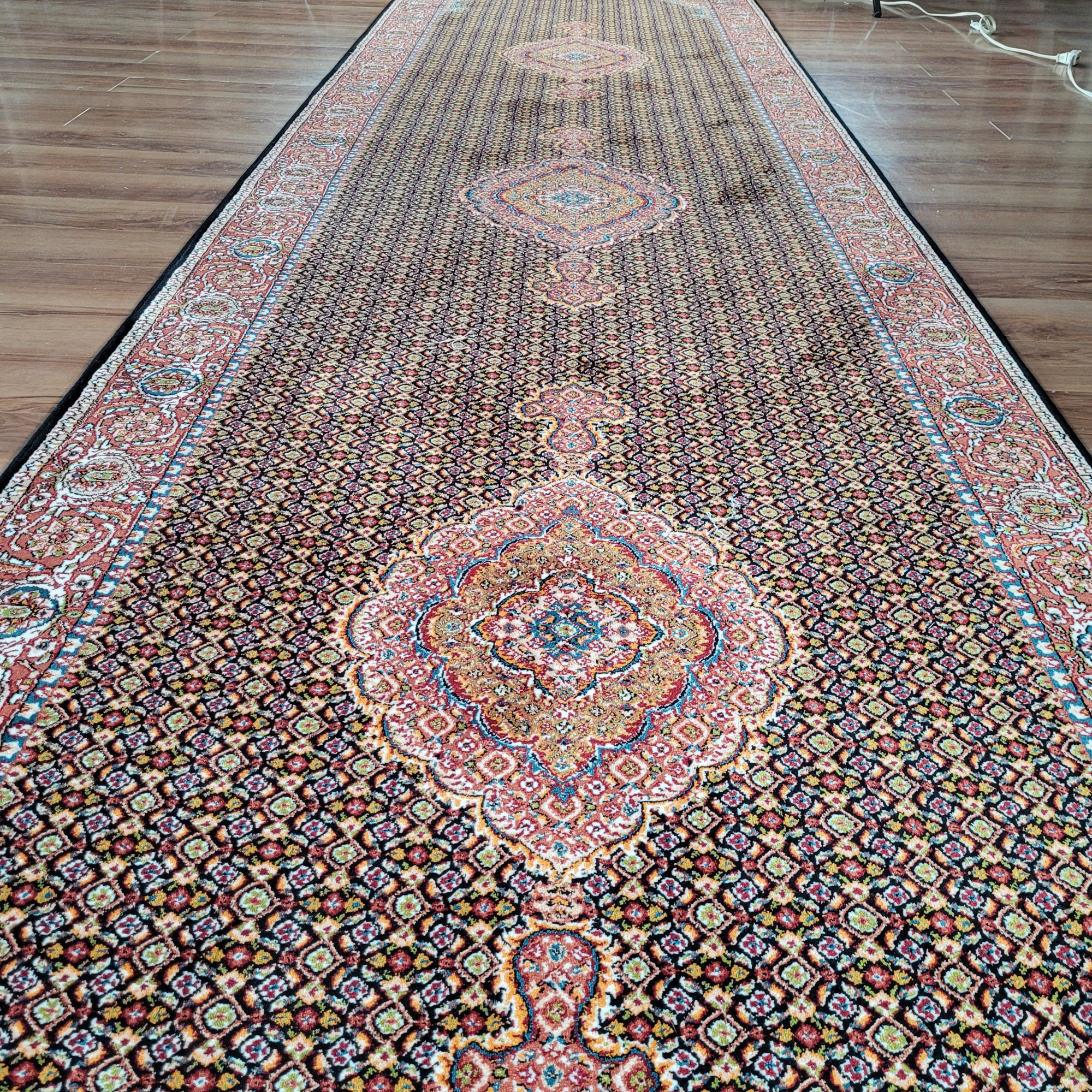 Paradise Riz Mahi Dark Blue Loomed Runner Rug-Area rug for living room, dining area, and bedroom