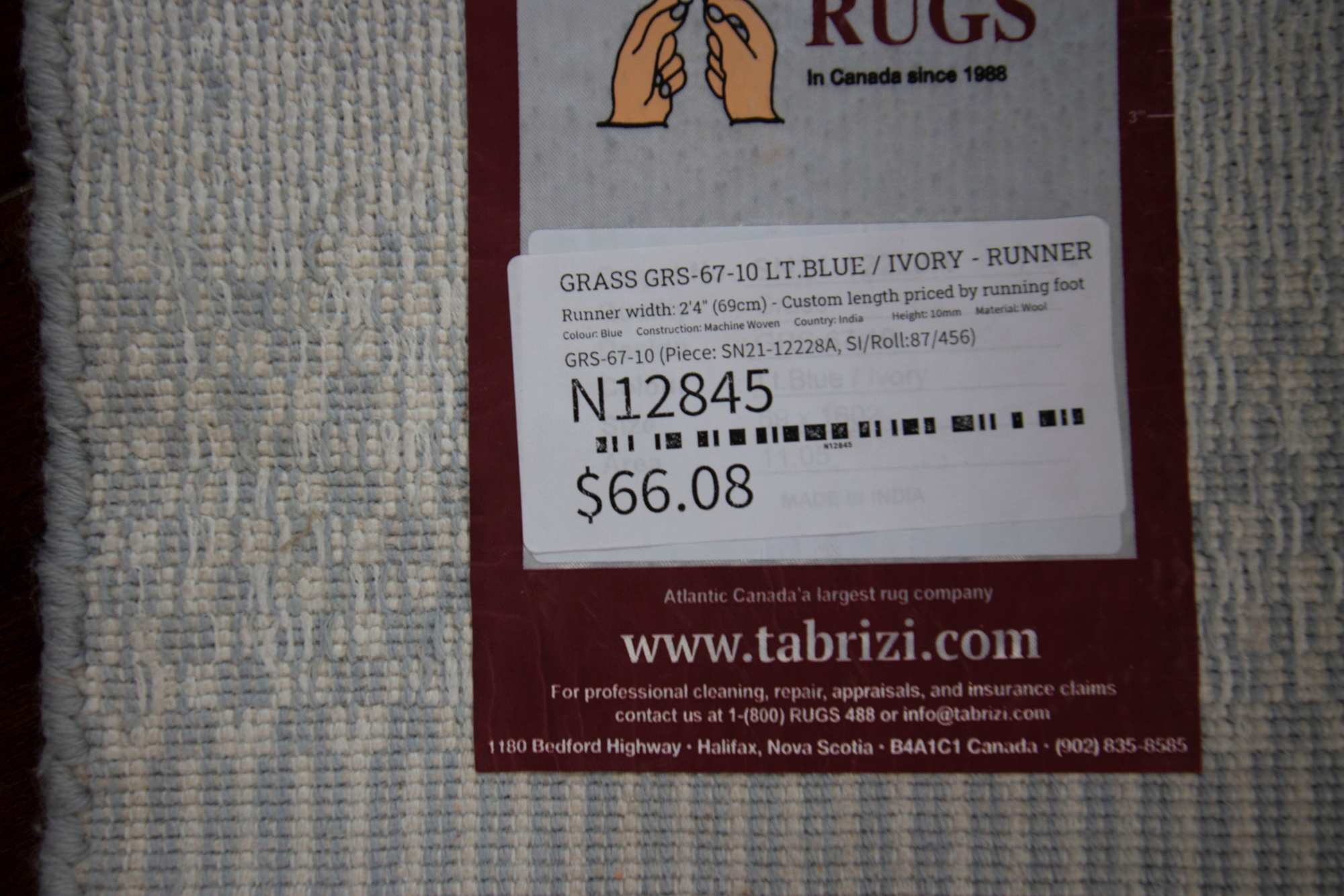 Grass Light Blue/Ivory Woven Runner Rug-Area rug for living room, dining area, and bedroom