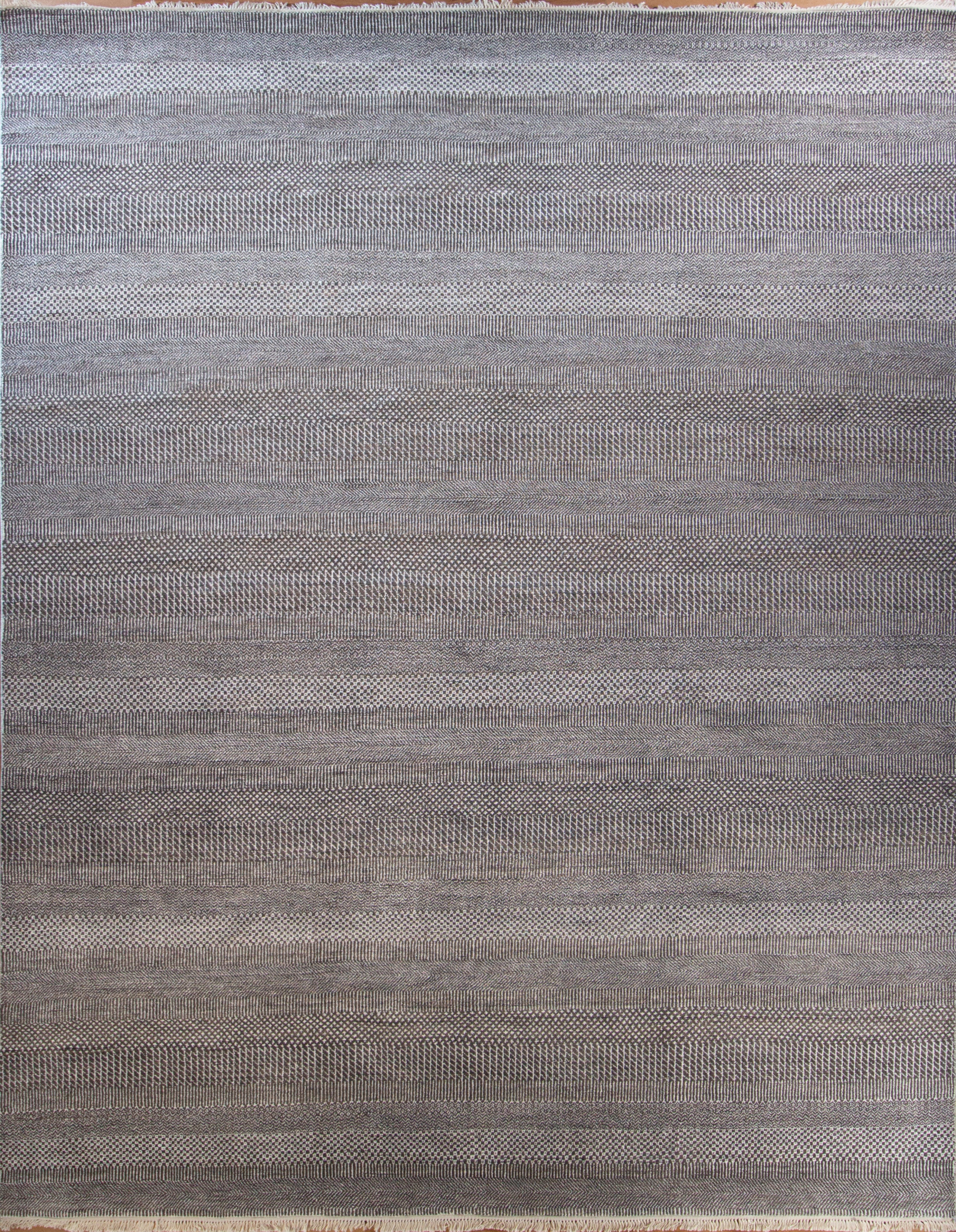 Grass Charcoal/Ivory Hand Knotted Rug 8'0