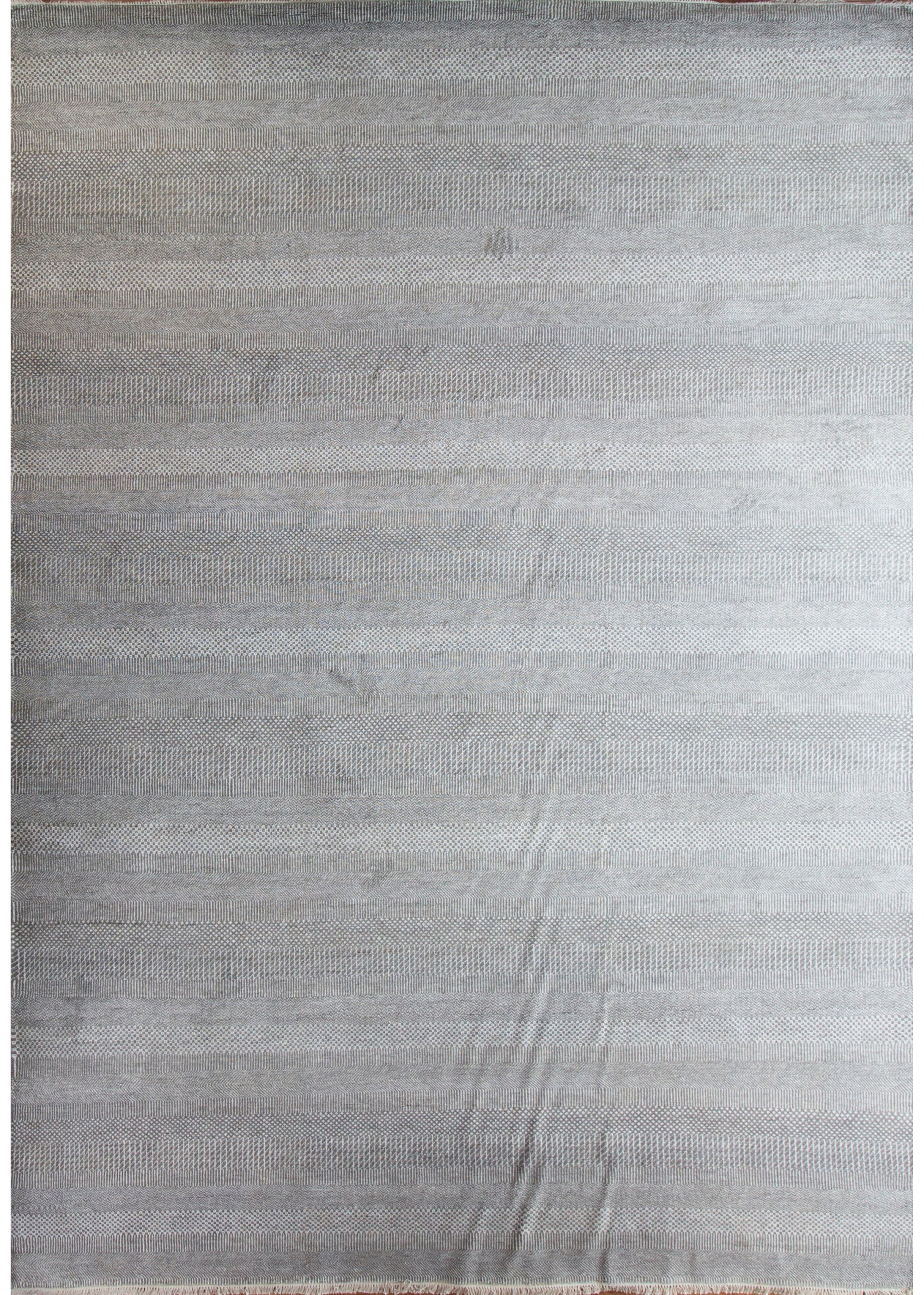 Grass Grey/Ivory Hand Knotted Rug 9'0
