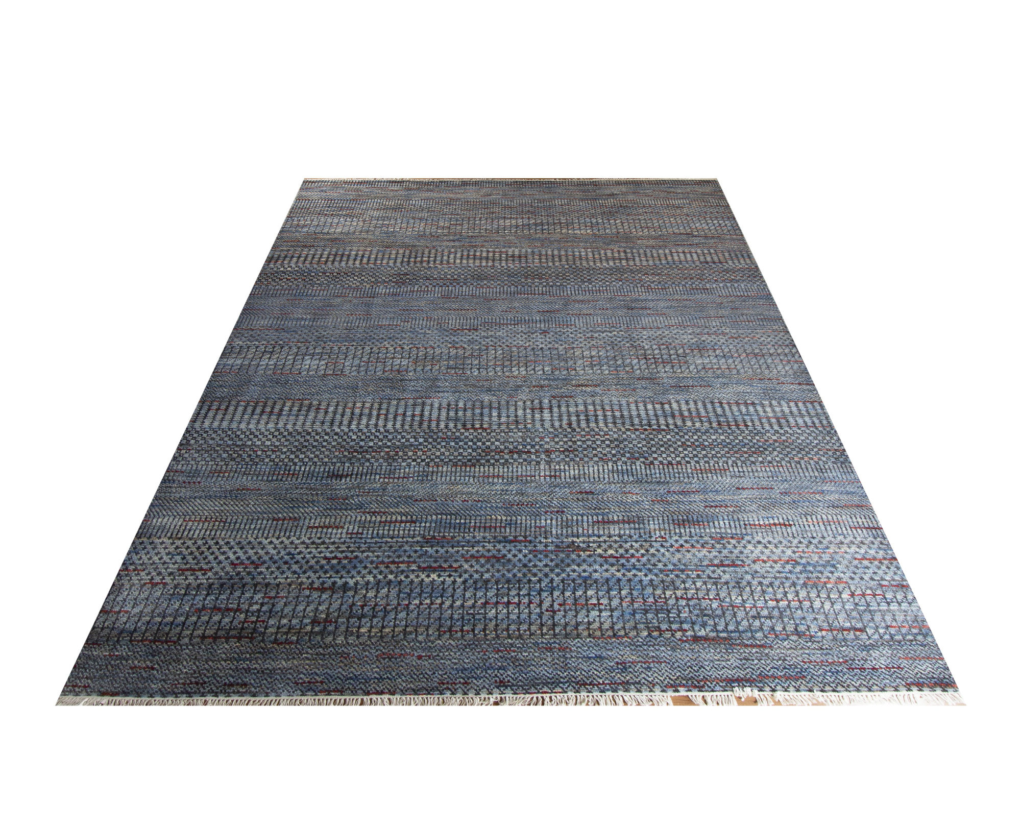 Grass Blue/Grey Hand Knotted Rug 8'2