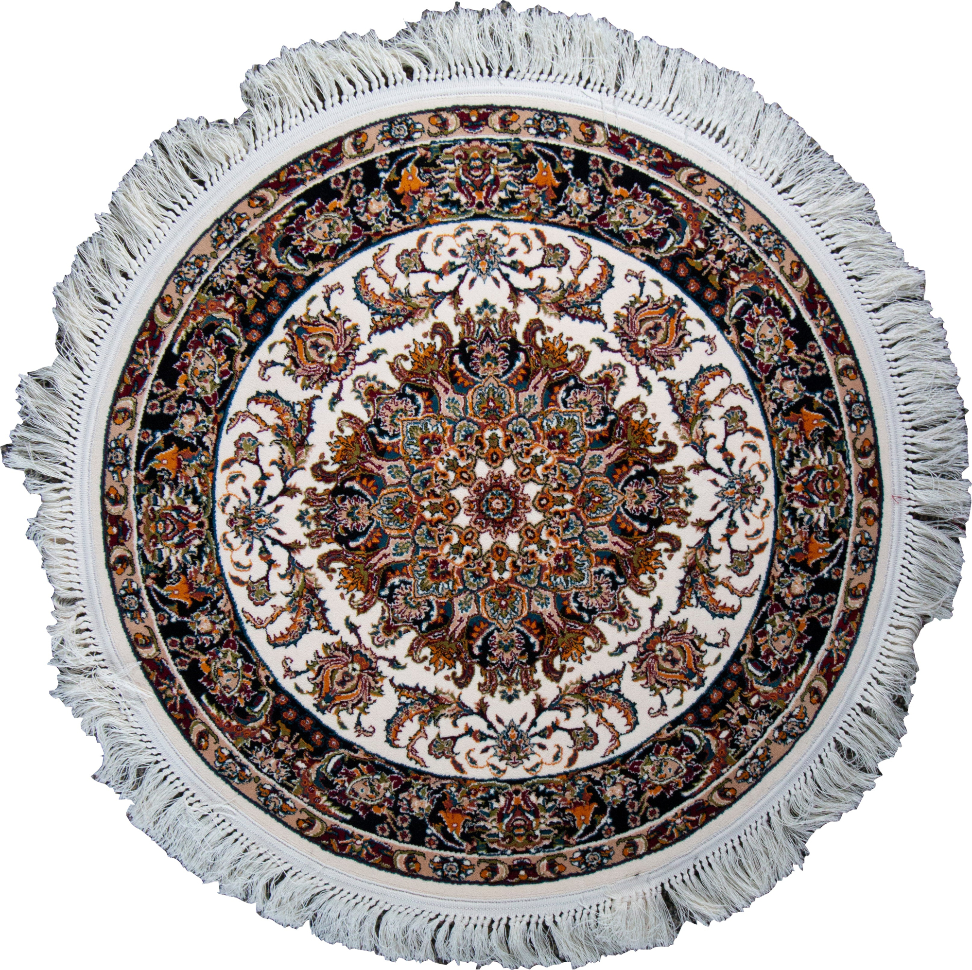 Paradise Shah Abbasi Cream Loomed Round Rug-Area rug for living room, dining area, and bedroom
