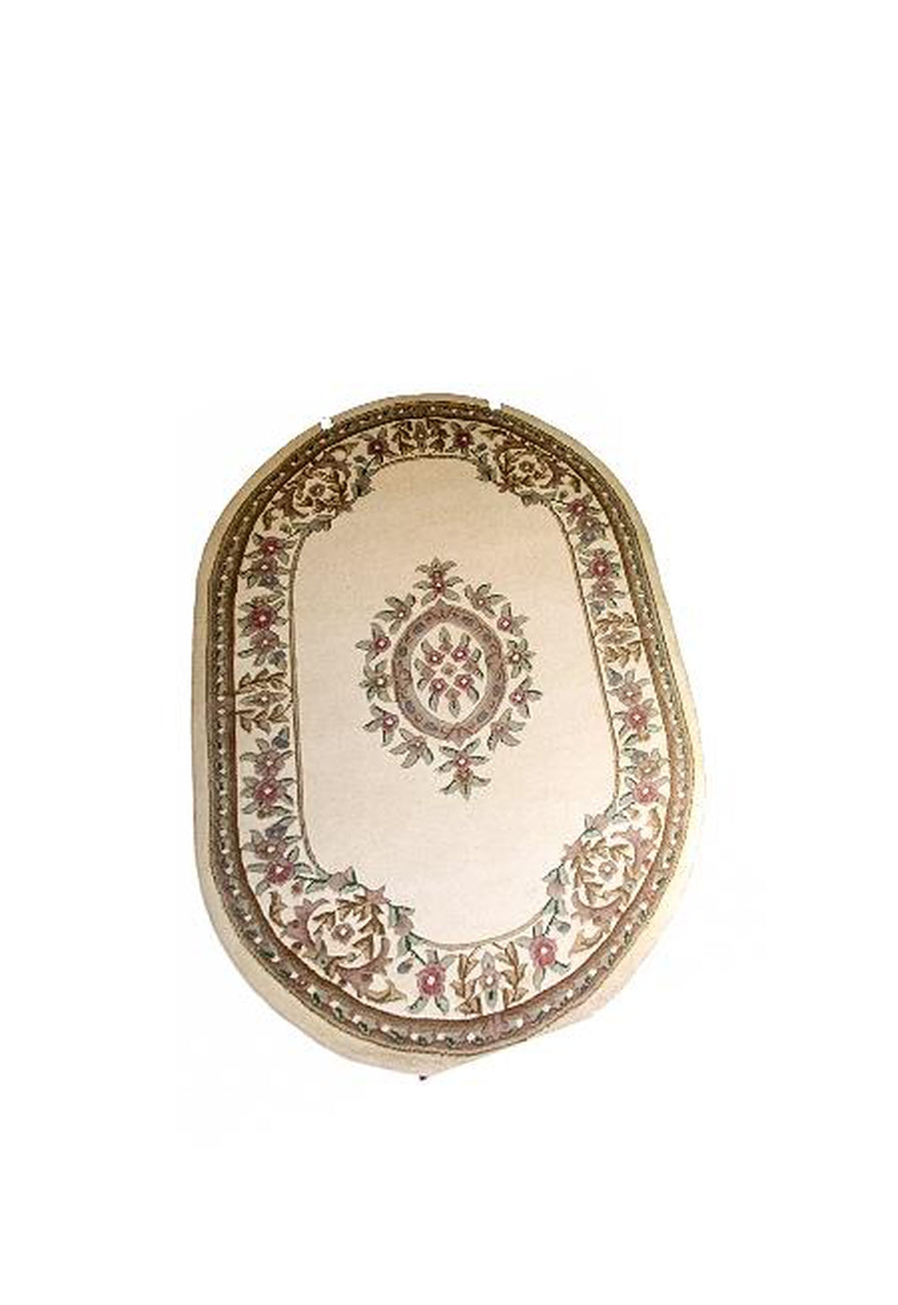 Aubusson Sangam Ivory Hand Tufted Oval Rug-Area rug for living room, dining area, and bedroom