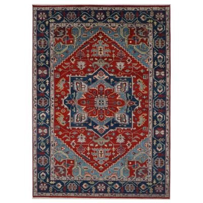 Serapi Red/Navy Hand Knotted Rug 9'10