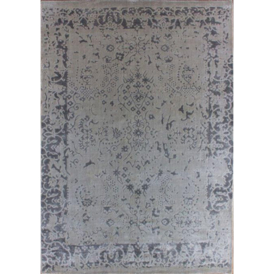 Loom Print Silver/Grey Hand Knotted Rug 5'6