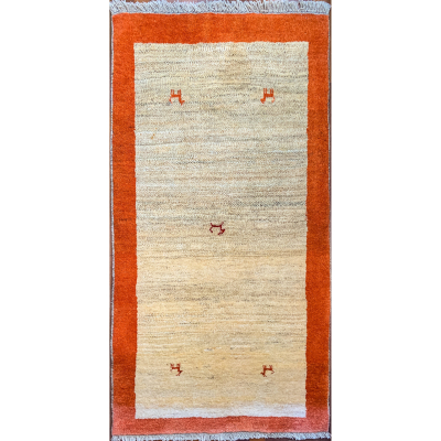 Gabbeh Ivory/Orange Hand Knotted Rug 3'5