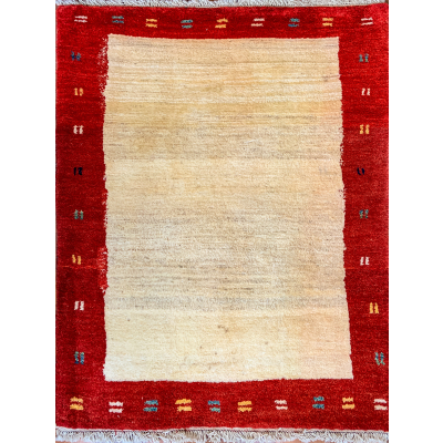 Gabbeh Ivory/Red Hand Knotted Rug 3'5