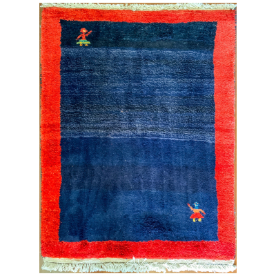 Gabbeh Blue/Red Hand Knotted Rug 2'11