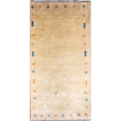 Gabbeh Ivory Hand Knotted Rug 3'9