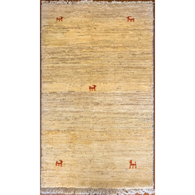 Gabbeh Ivory Hand Knotted Runner Rug 2'6