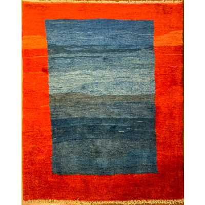 Gabbeh Blue/Red Hand Knotted Rug 3'7