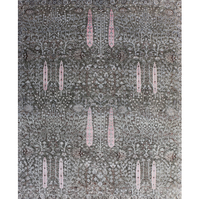 Oxidized Grey Hand Knotted Rug 5'4
