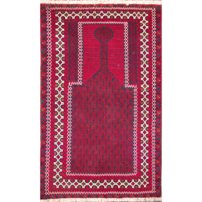Baluch Prayer Hand Knotted Rug 2'9
