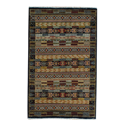 Agra Black Hand Knotted Rug