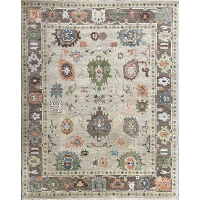Oushak CT03 Transitional Beige/Brown Hand Knotted Rug 8'0
