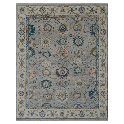 Indo Persian Style Grey/Ivory Hand Knotted Rug 7'9