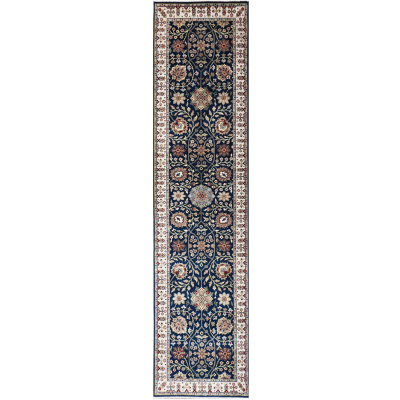 Ellora Indo Persian Style Navy Hand Knotted Runner Rug 2'6