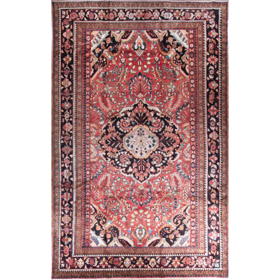 Lilian Medallion Red Hand Knotted Rug 7'3