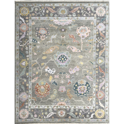 Oushak SF04 Transitional Grey/Dark Grey Hand Knotted Rug 9'11