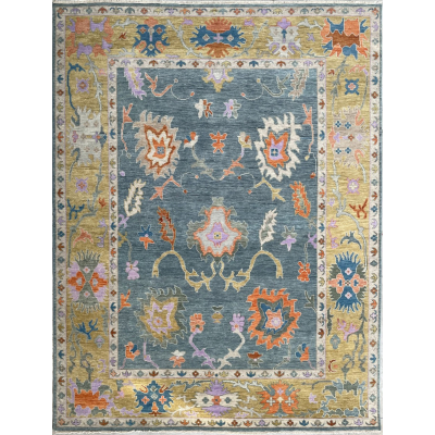 Oushak SF-03 Teal/Gold Hand Knotted Rug 8'10