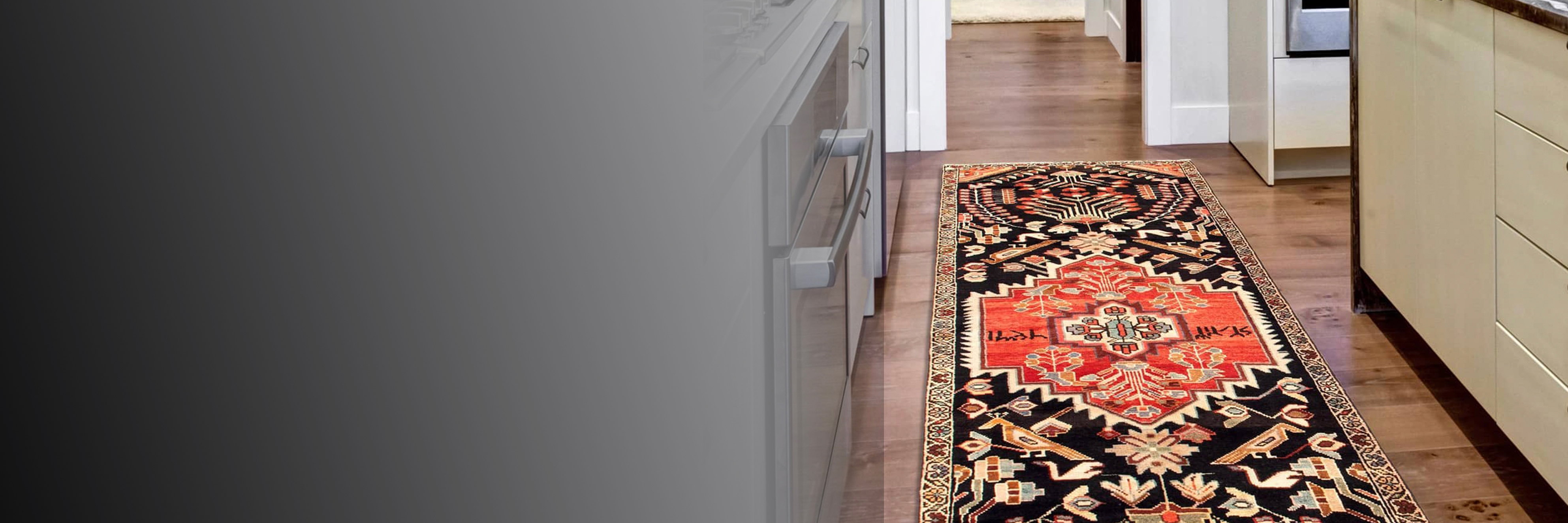 Runner rug on narrow kitchen floor